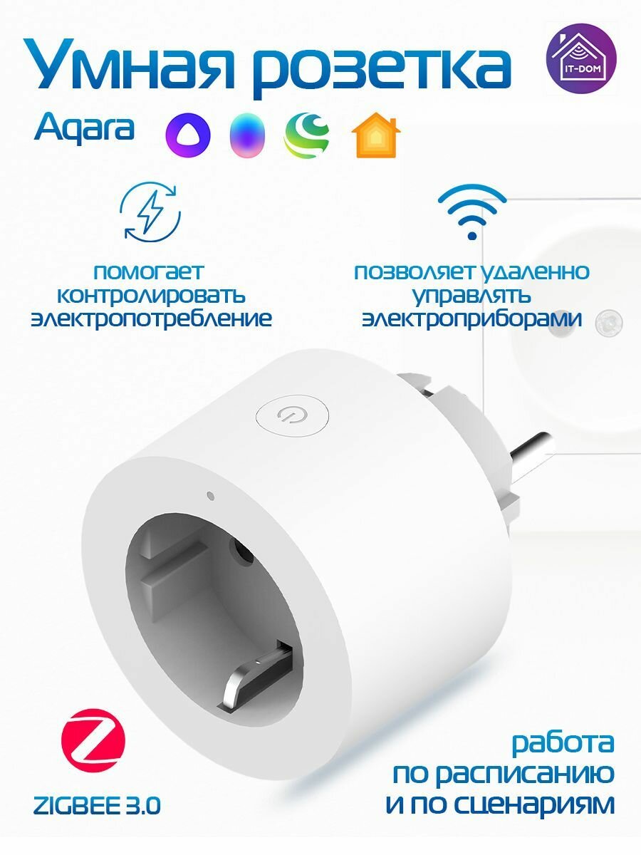 Умная розетка Aqara Smart Plug EU Zigbee — фото, цена, отзывы